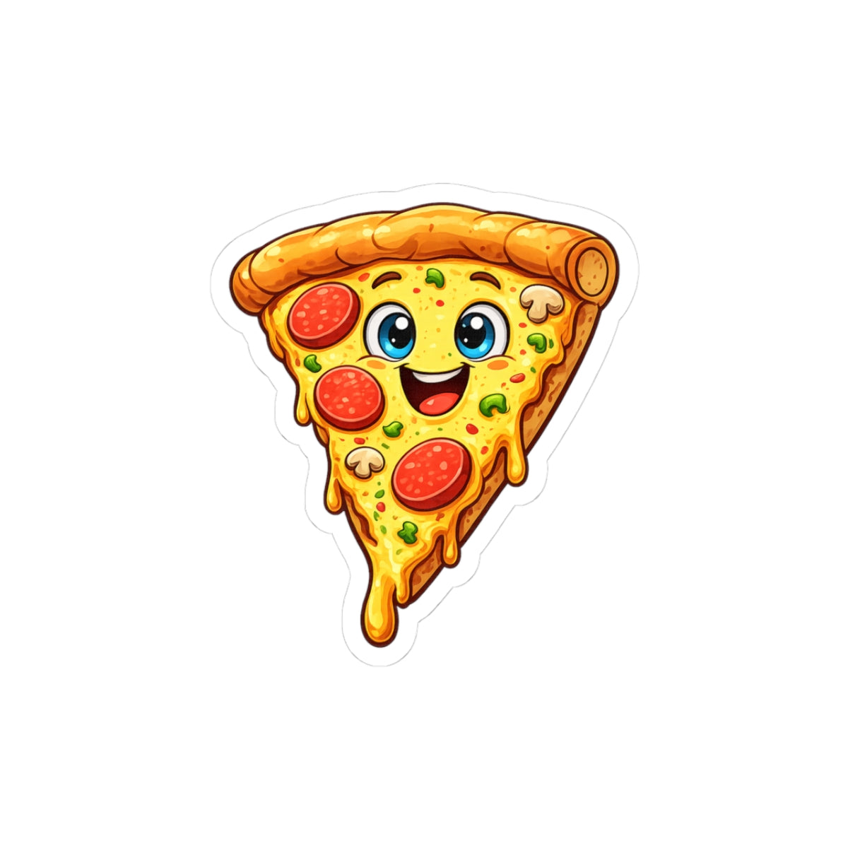 Smiling Pepperoni Pizza Sticker Kiss-Cut | Cute Food Vinyl