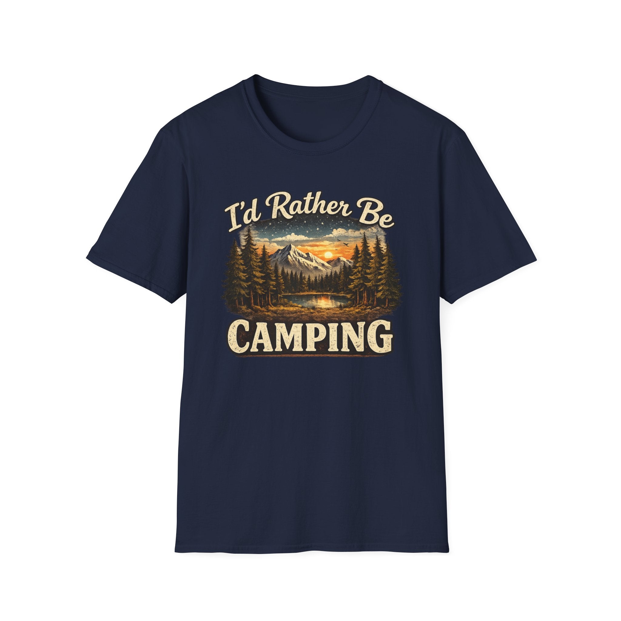 I'd Rather Be Camping T-Shirt | Mountain Forest Sunset Camping Shirt