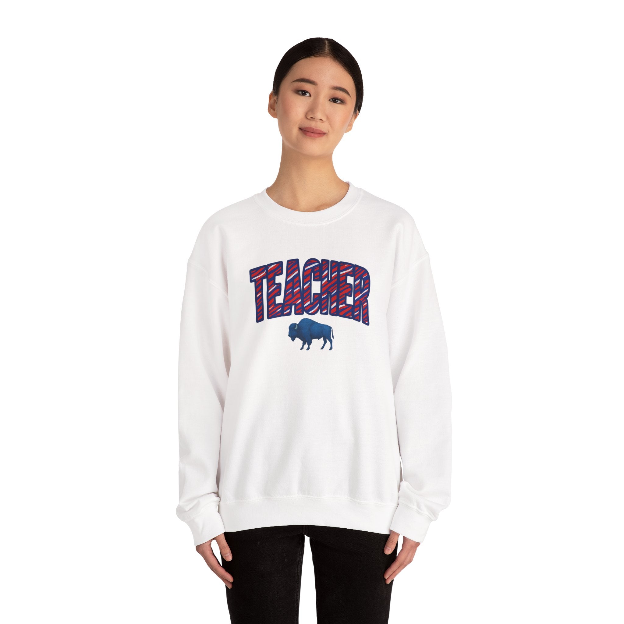 Teacher buffalo plaid arch Sweatshirt | Teacher crewneck