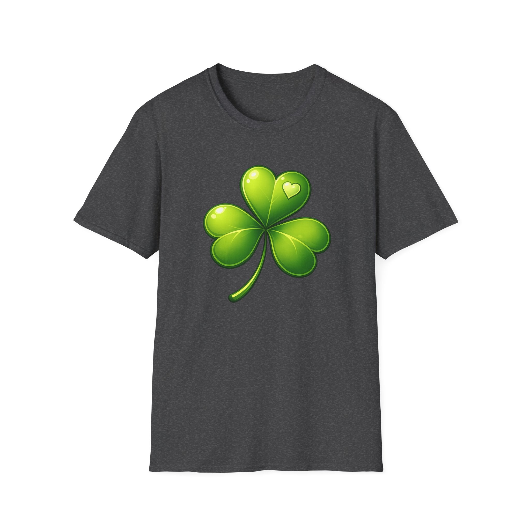 Green Shamrock with heart T-Shirt | Shamrock St. Patrick's Day Tee