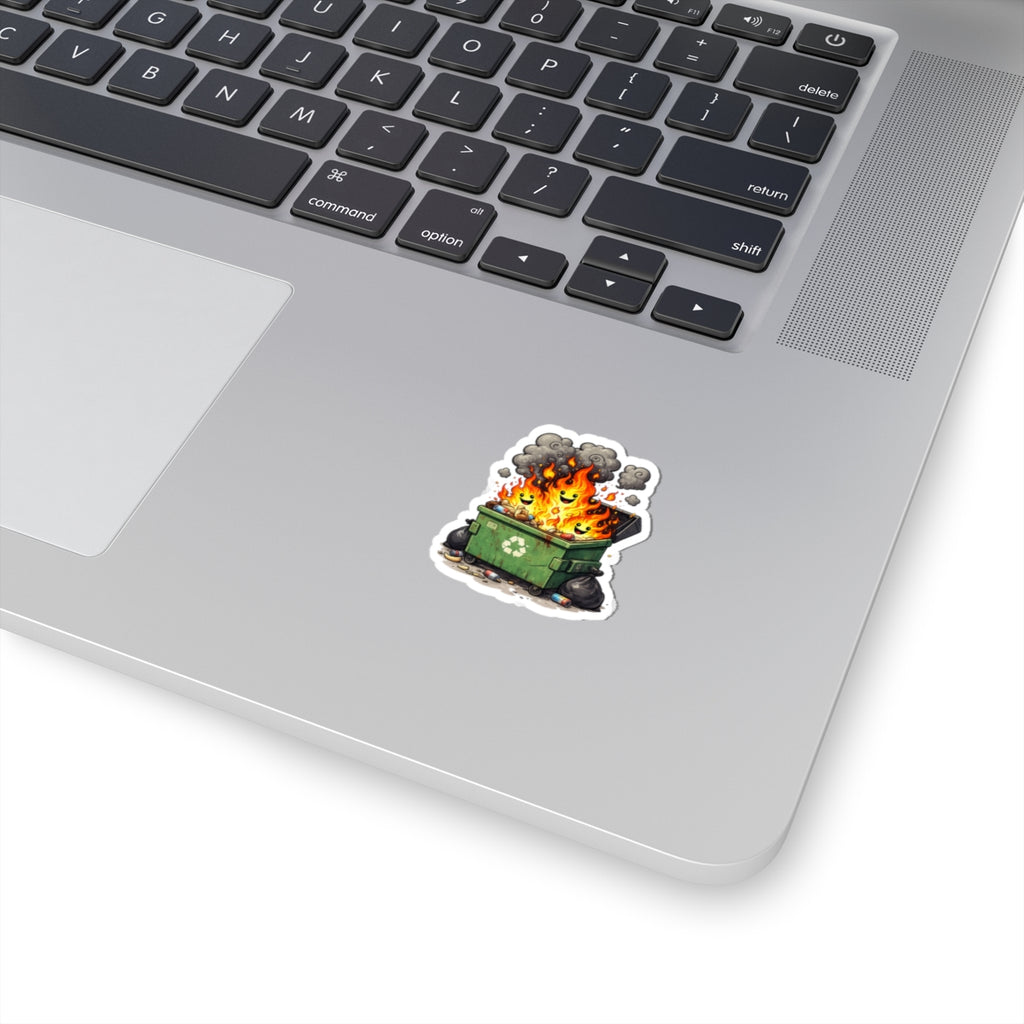 Dumpster Fire Kiss-Cut Sticker | Cute Flaming Trash Can Vinyl Sticker