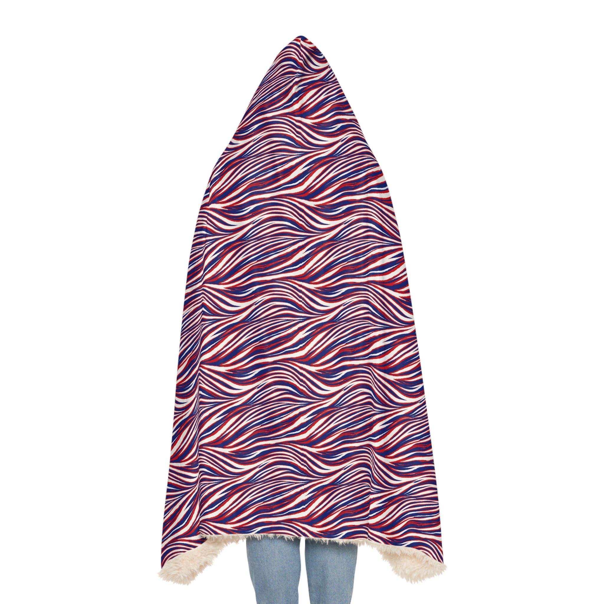 red, white and royal blue Pattern Snuggle Blanket | Hooded Cozy Throw