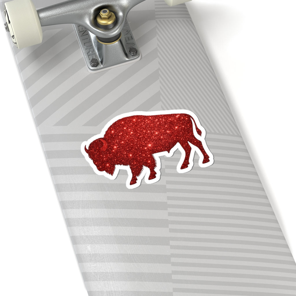 Red Glitter Buffalo Sticker | Kiss-Cut Vinyl Decal, Laptop Sticker