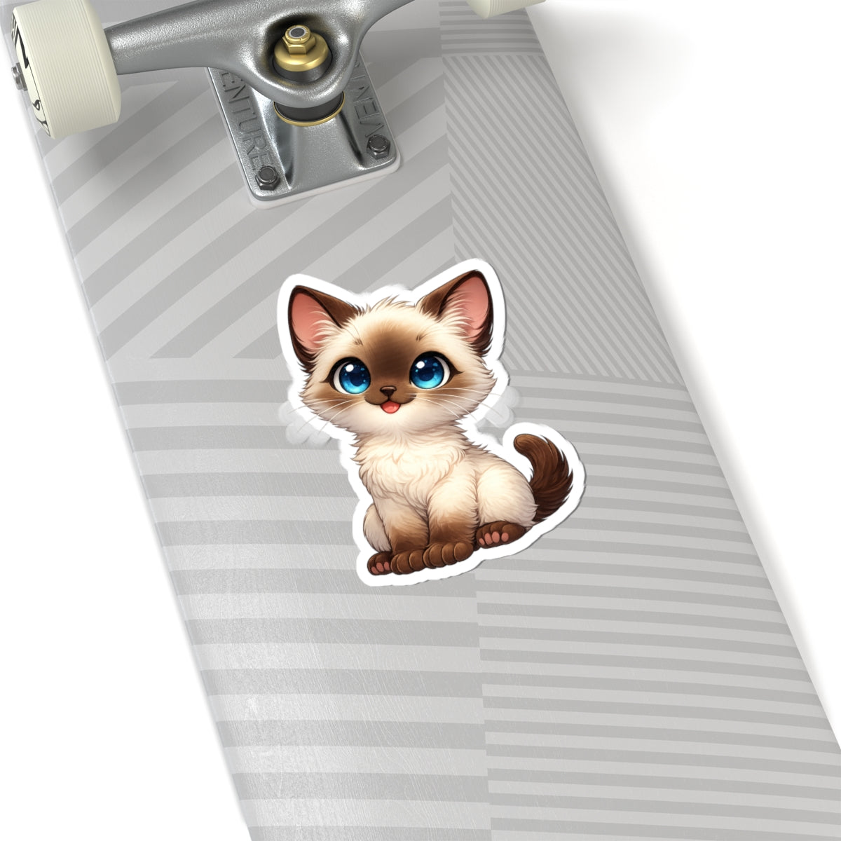 Cute Siamese Kitten Sticker | Kiss-Cut Cat Decal, Blue Eyes Laptop Sticker