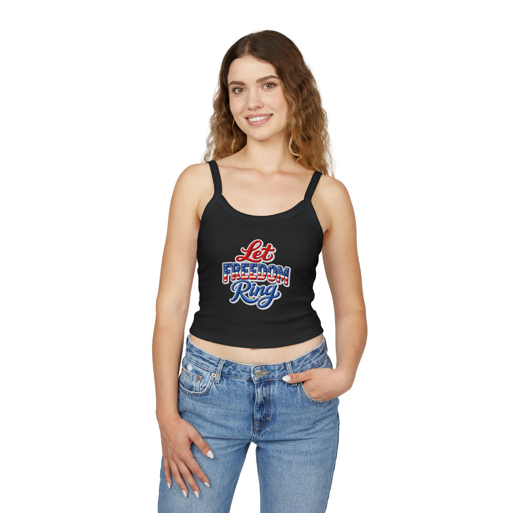 Let Freedom Ring Tank Top | American Flag Script Patriotic July 4th