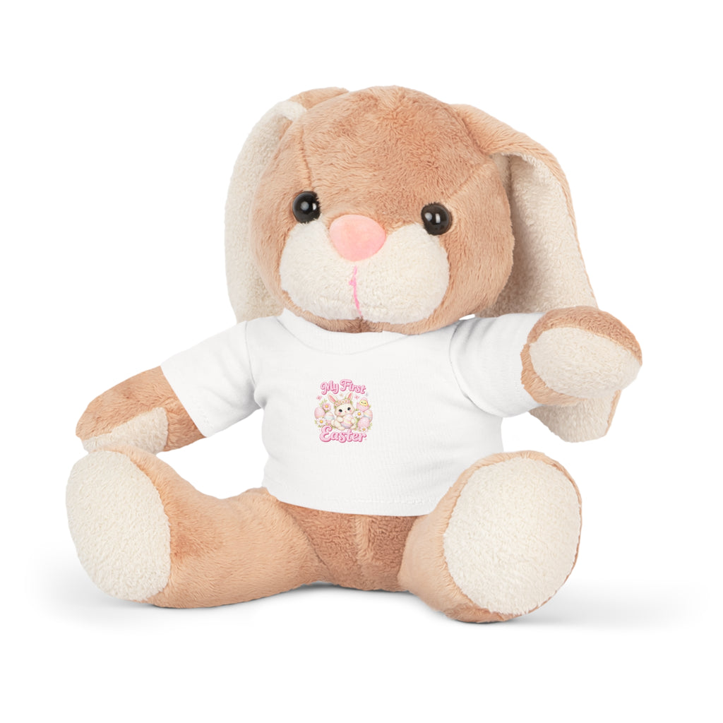 Plush Bunny with T‑Shirt — Cute Floral 'My First Easter' Stuffed Animal