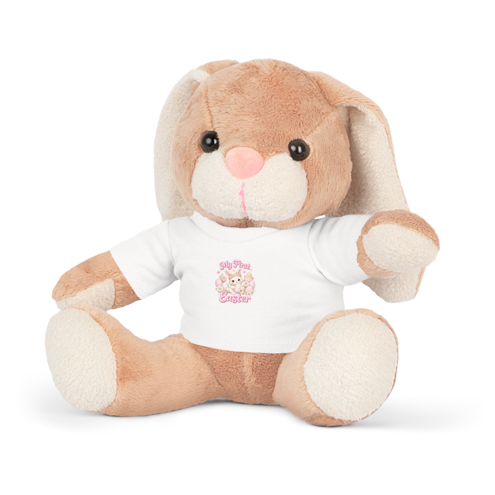 Plush Bunny with T‑Shirt — Cute Floral 'My First Easter' Stuffed Animal