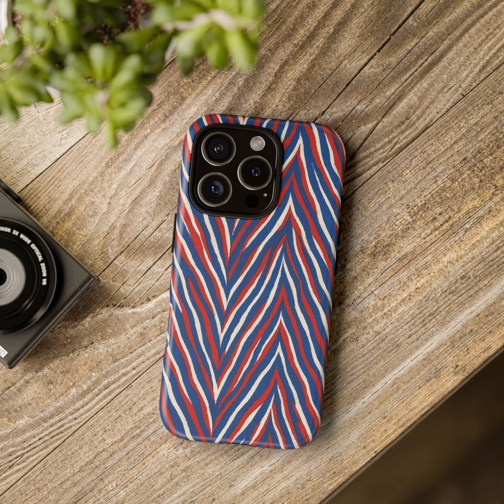 Red White Blue Zebra Stripe Tough Case | Patriotic Phone Cover