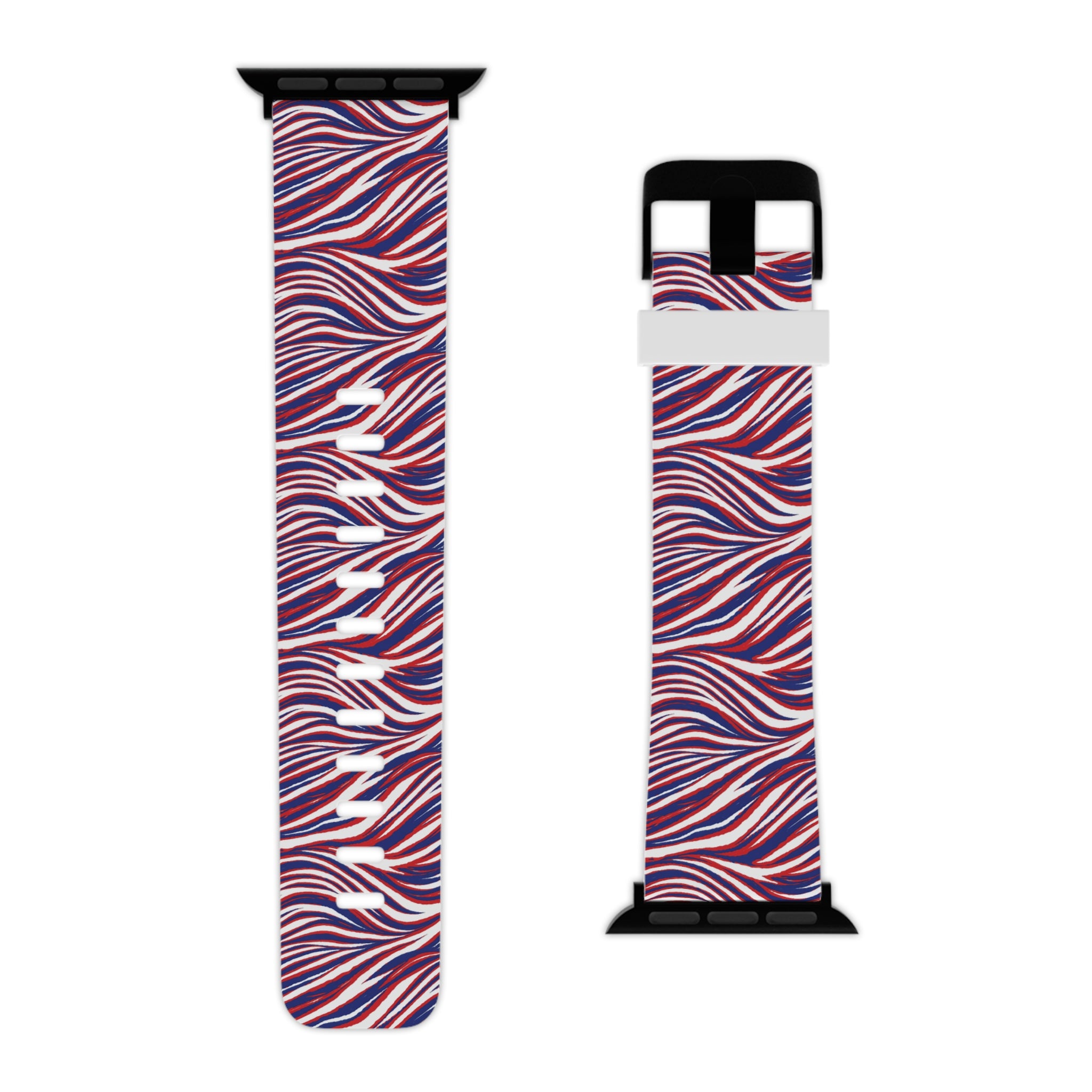Apple Watch Band — Red, White & Blue Wavy Stripes (Patriotic Abstract)