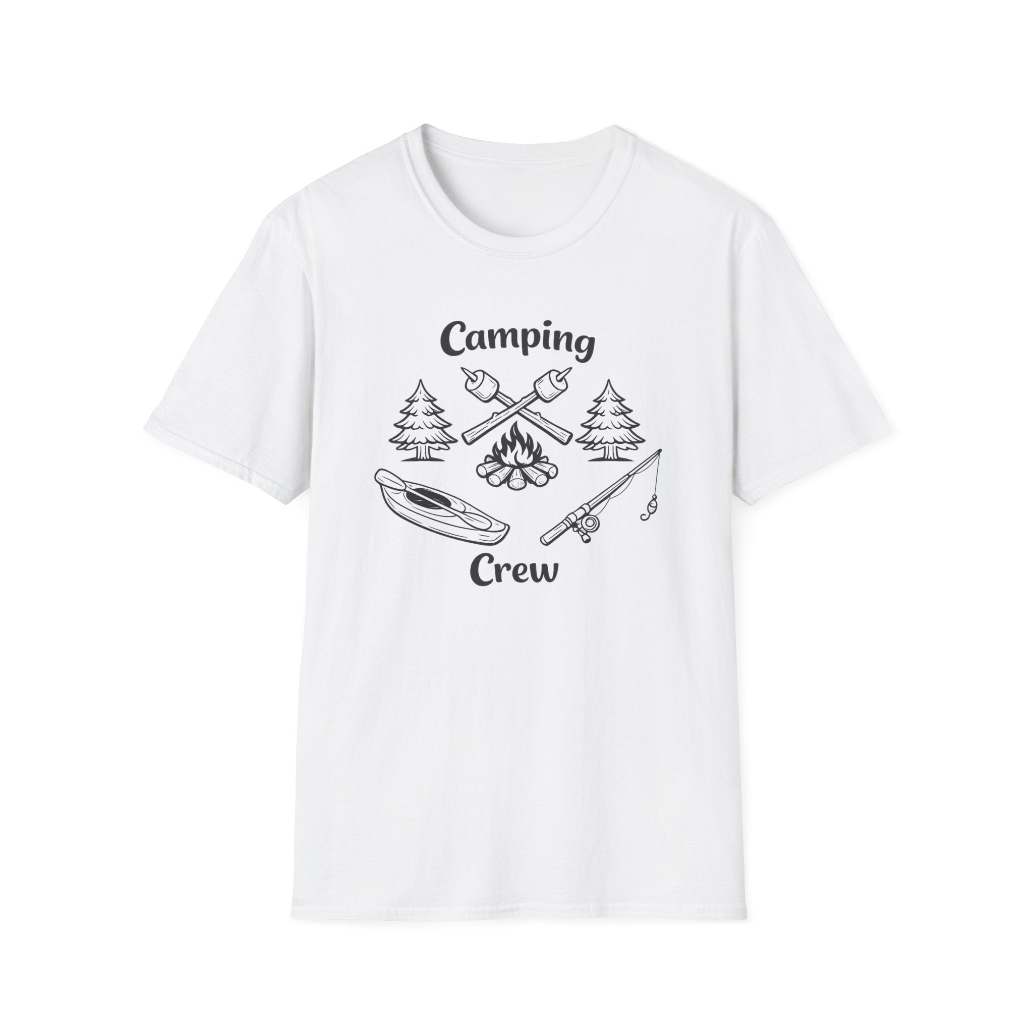 Camping Crew T-Shirt | Camping Icons, Kayak, Campfire, Fishing