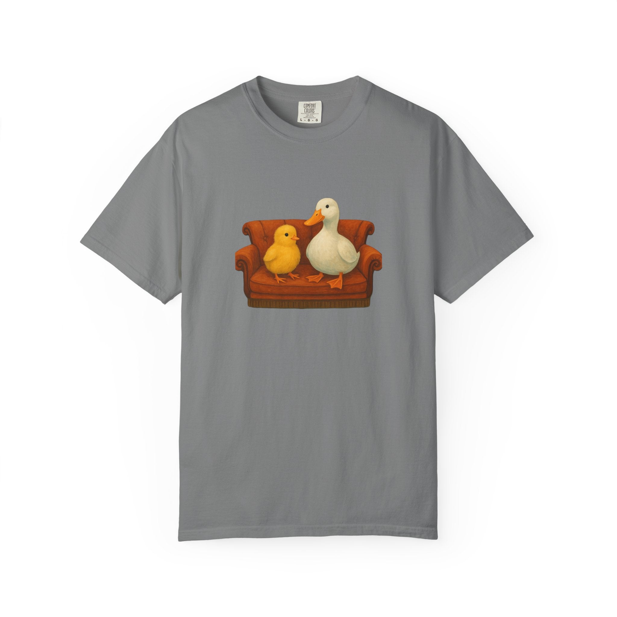 Duck and Chick on Couch T-Shirt | Cute Animal Illustration