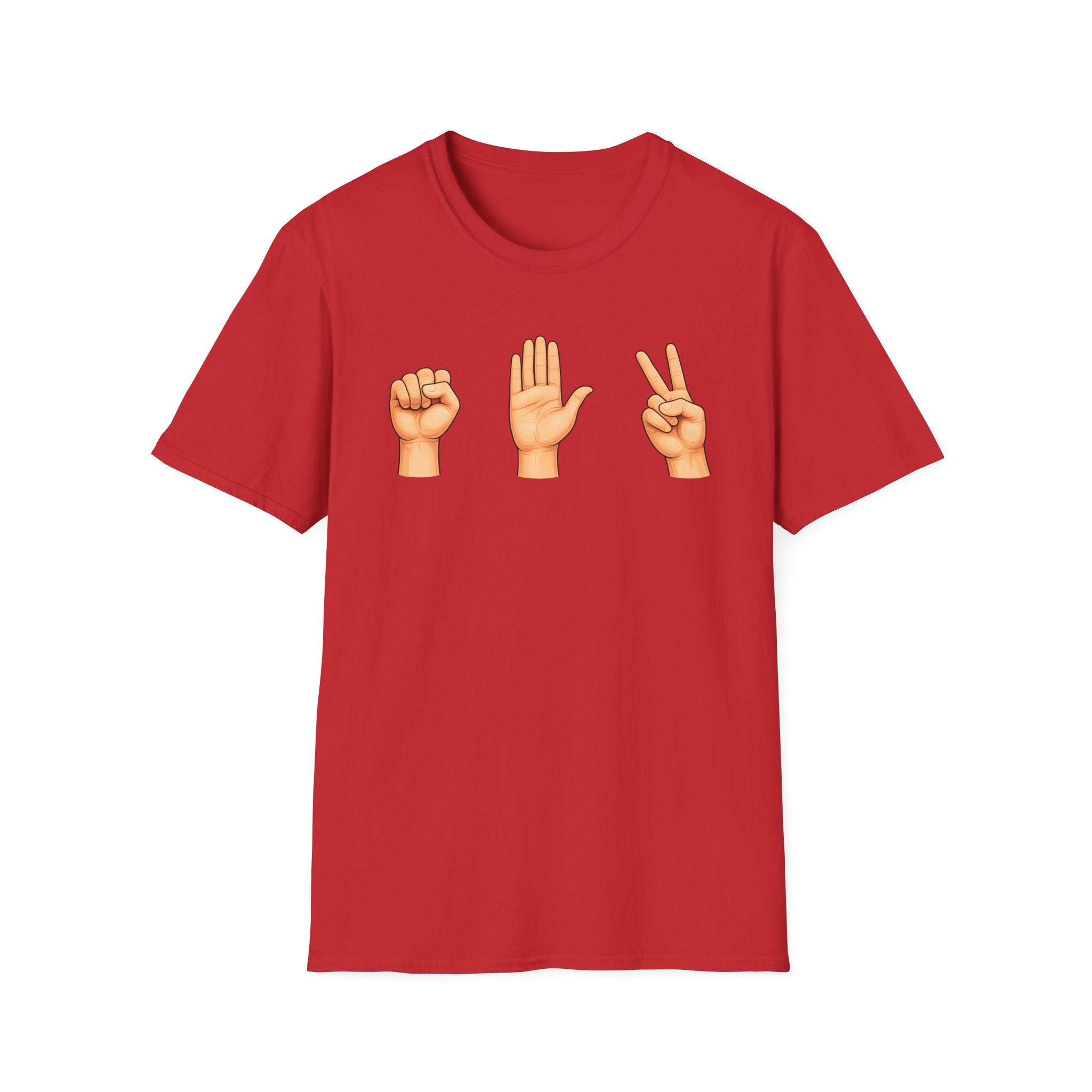 Rock Paper Scissors T-Shirt | Hand Emoji Design, Casual Tee