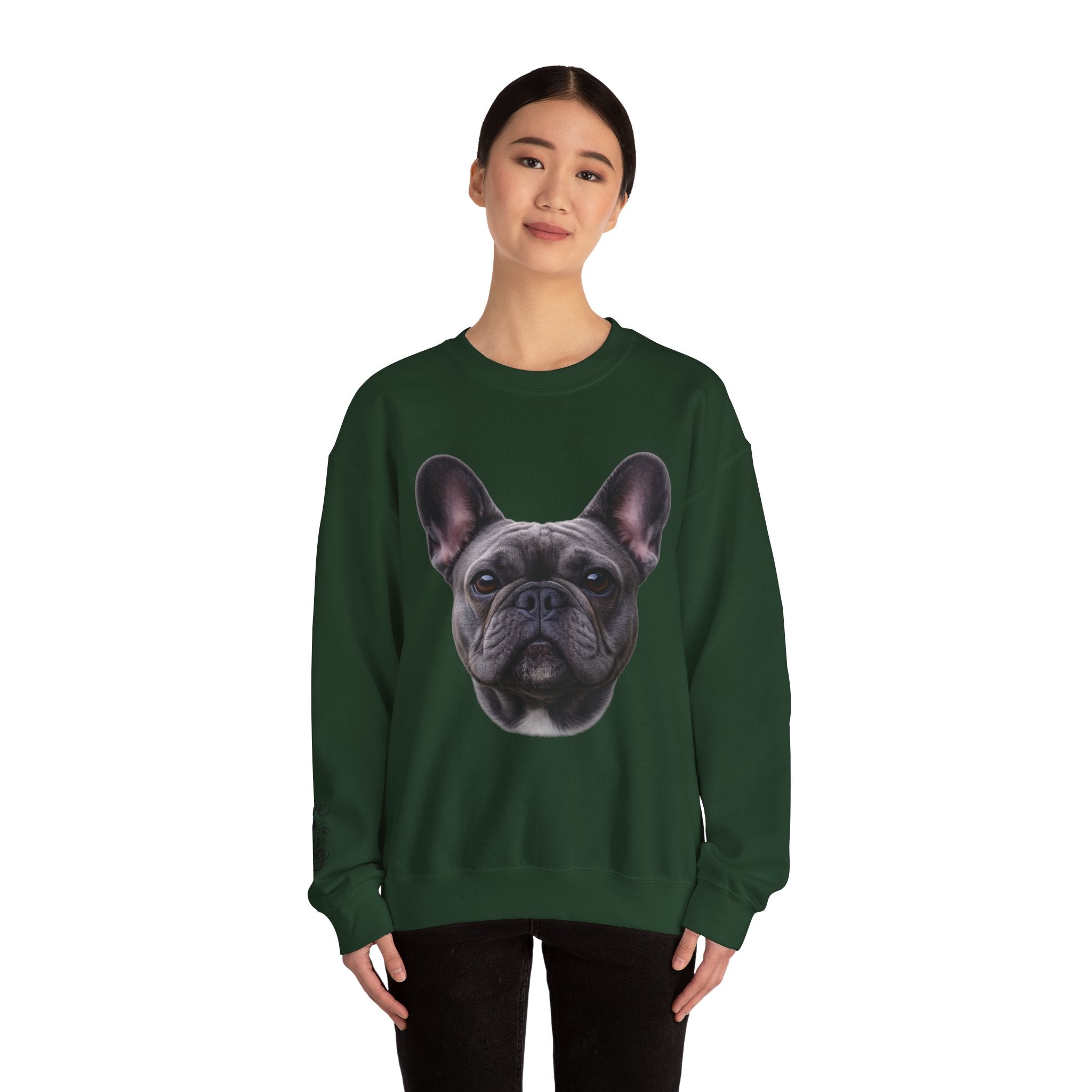 Black French Bulldog Face Sweatshirt | Frenchie Portrait Crewneck