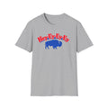 Hey-Ey-Ey-Ey Buffalo T-Shirt | Blue Buffalo Silhouette, Red Retro Text