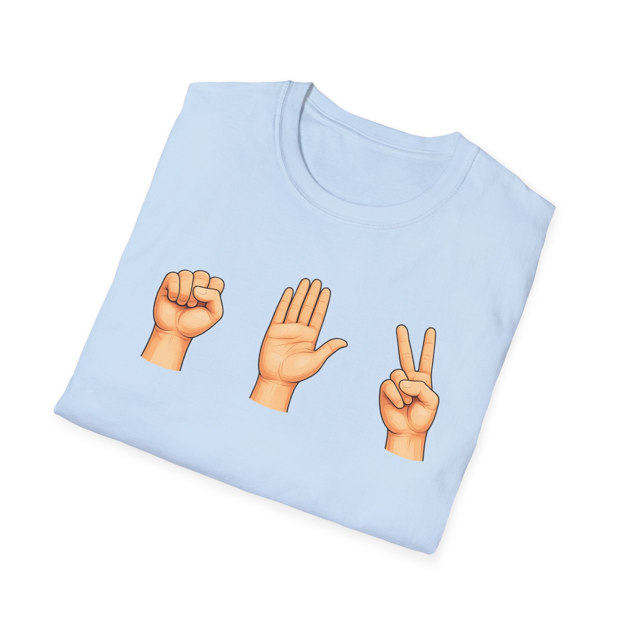 Rock Paper Scissors T-Shirt | Hand Emoji Design, Casual Tee