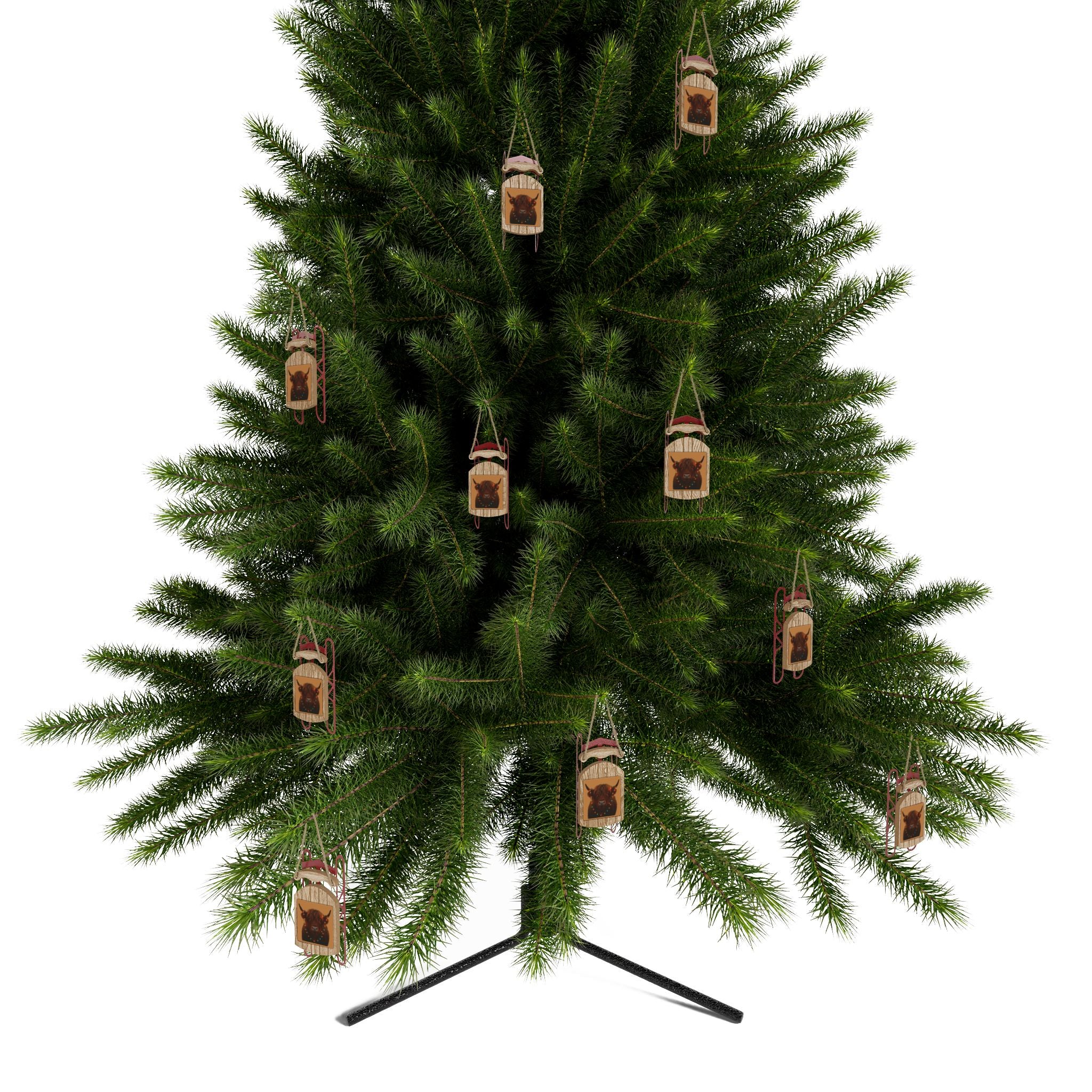 Highland Cow Sled Ornaments