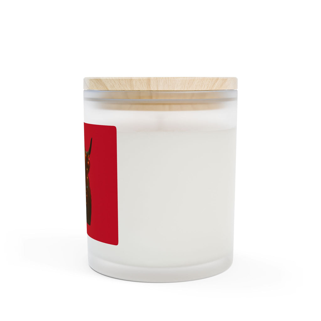Highland Cow with Christmas Lights Candle | Frosted Glass 11oz