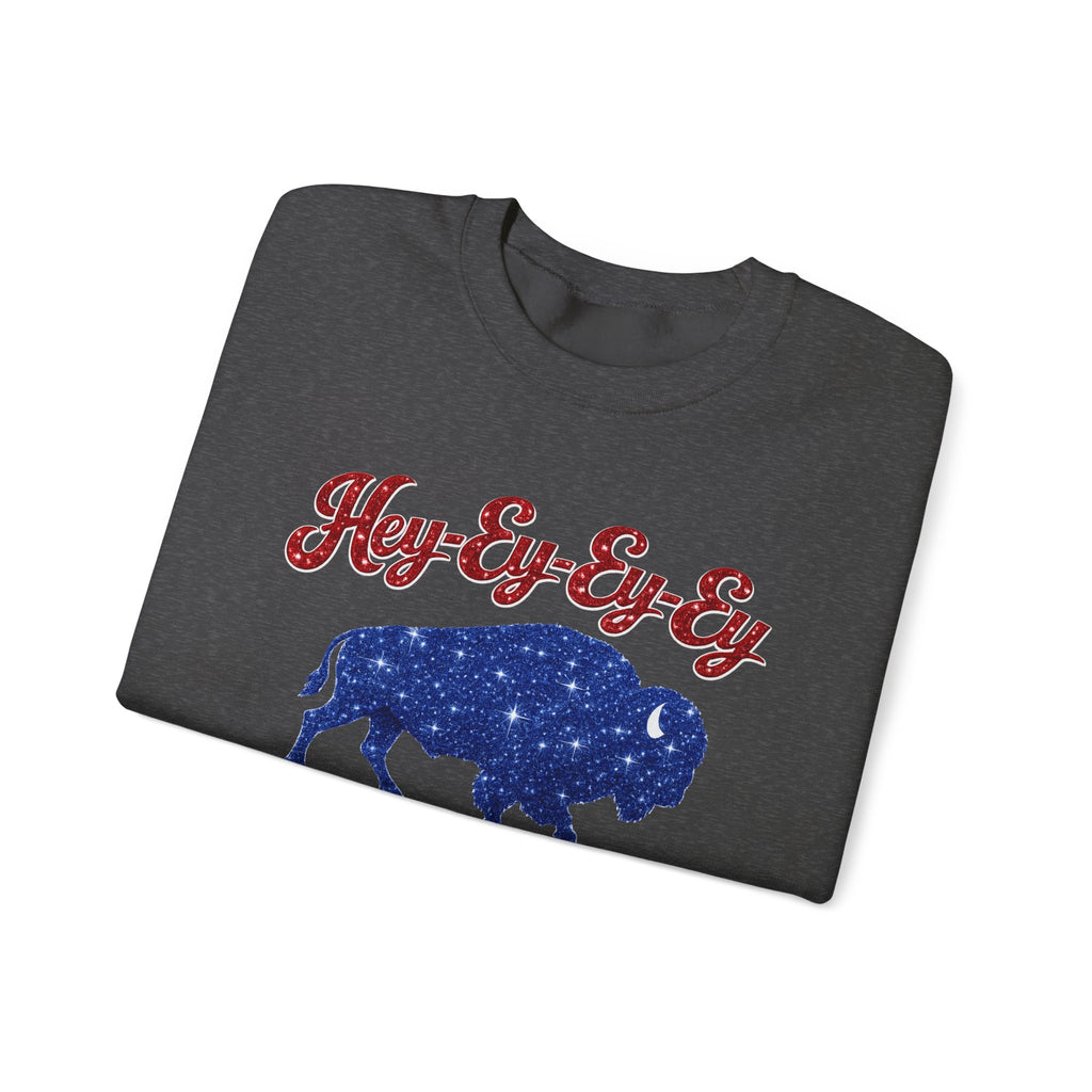 Hey-Ey-Ey Buffalo crewneck sweatshirt | Starry silhouette, rustic buffalo