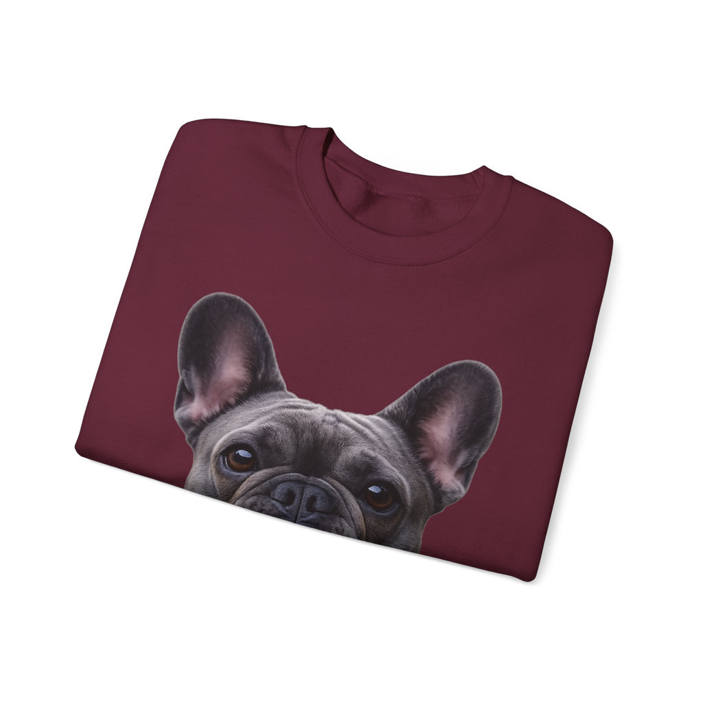 Black French Bulldog Face Sweatshirt | Frenchie Portrait Crewneck
