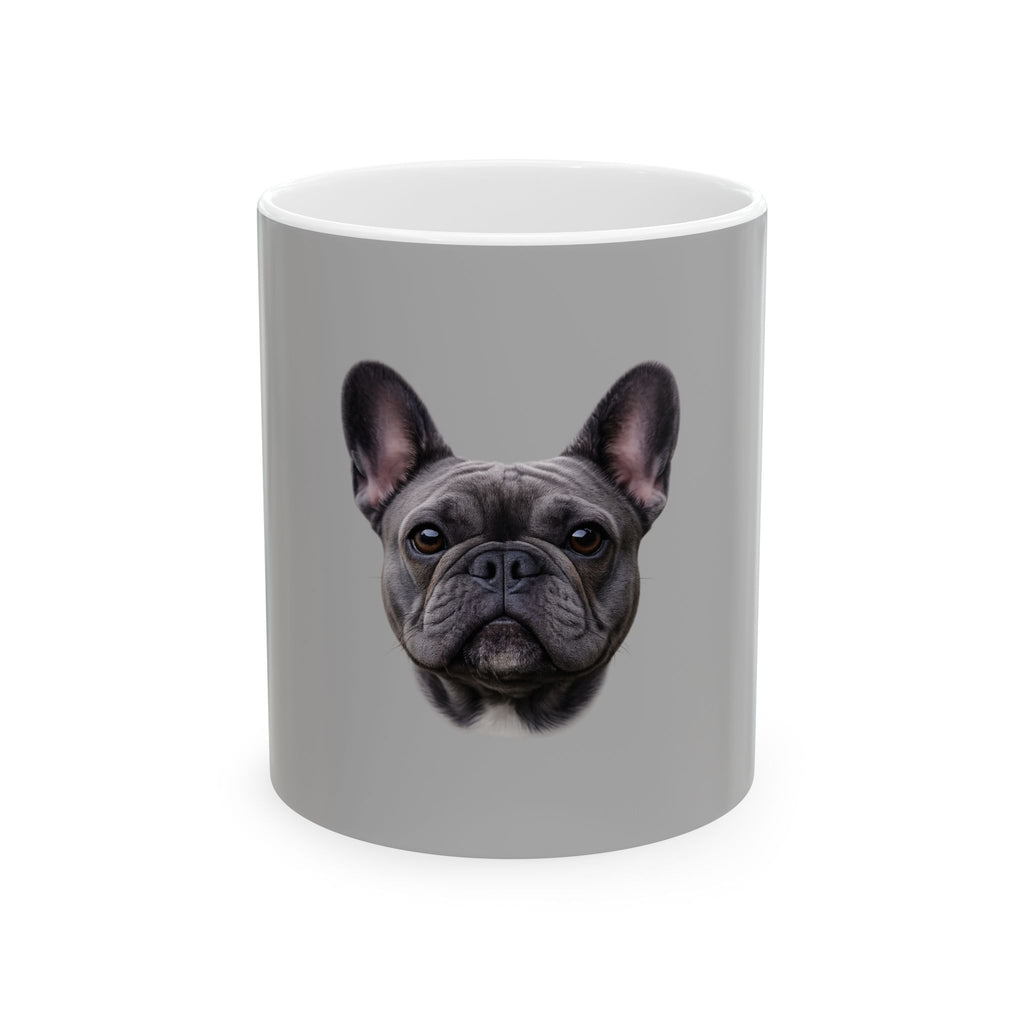 French Bulldog Face Mug | Grey Ceramic Coffee Cup
