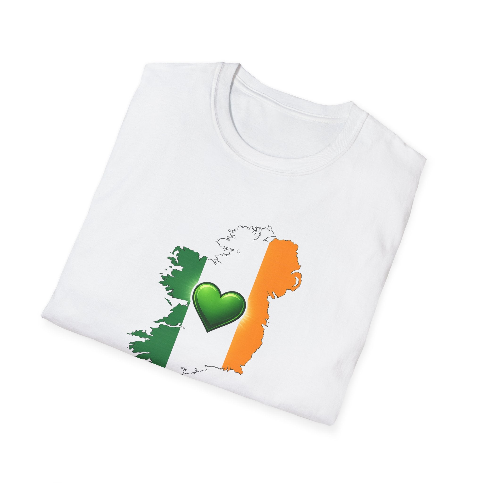 Ireland Flag Map T-Shirt with Green Heart – St. Patrick’s Day Irish Pride Tee