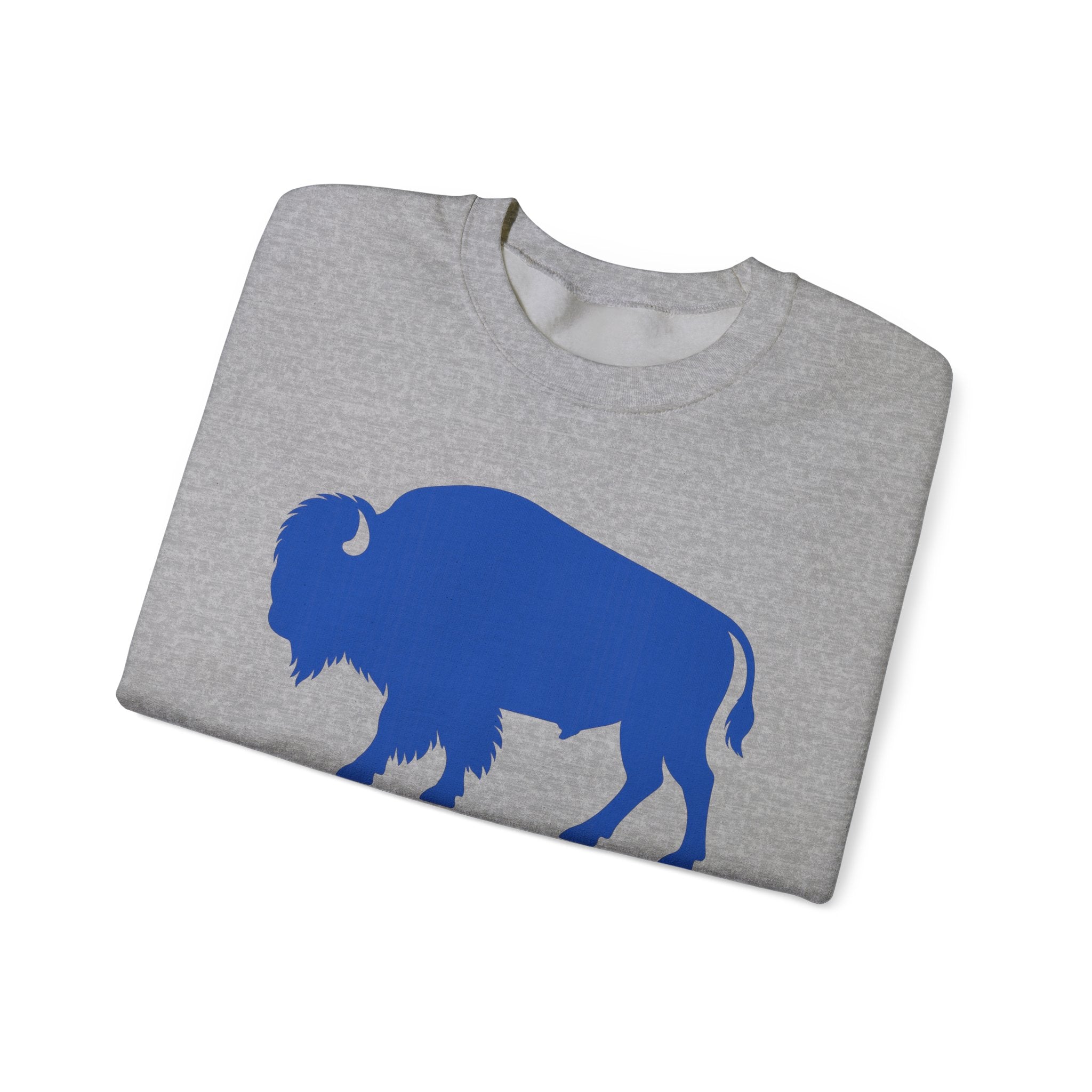 Blue Buffalo Silhouette Buffalo Sweatshirt | Red Blue Sleeve Text