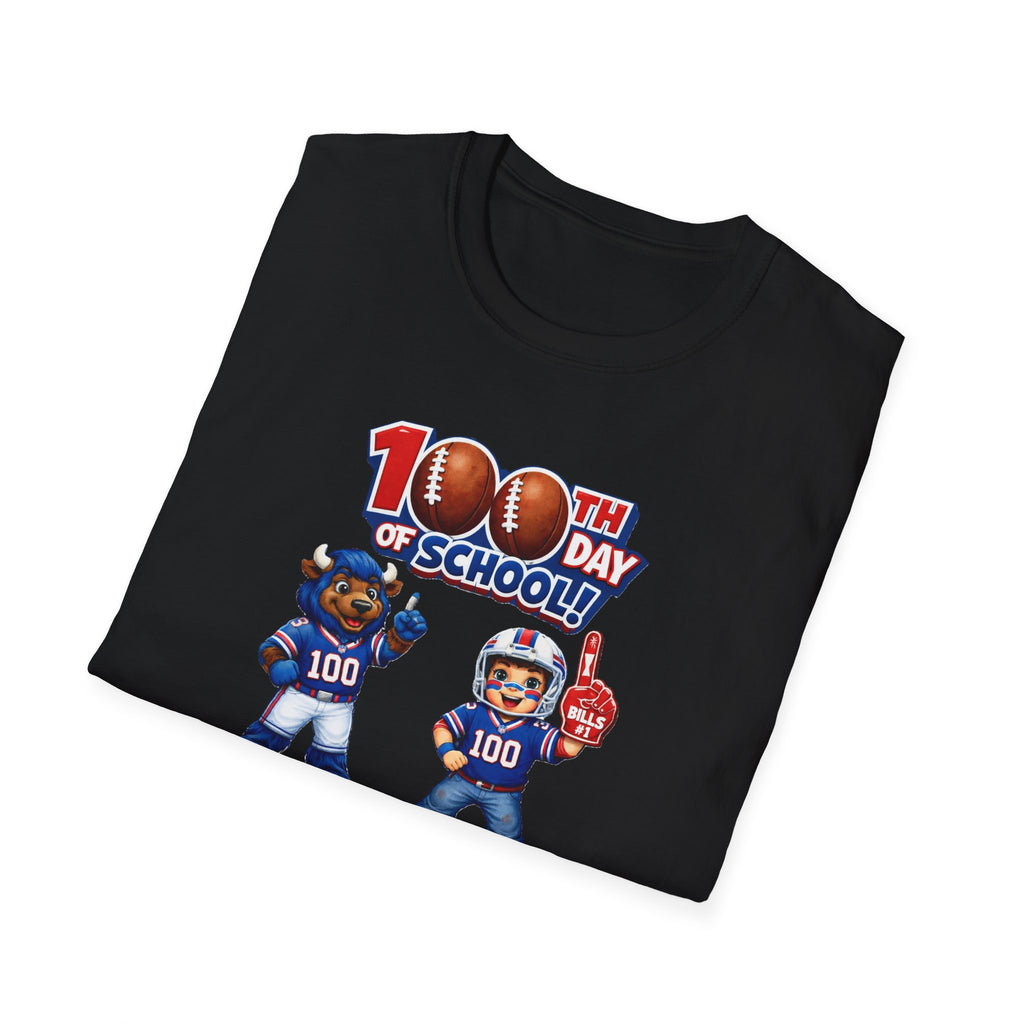 Buffalo 100th Day of School Football Mascot T-Shirt | School Celebration Tee
