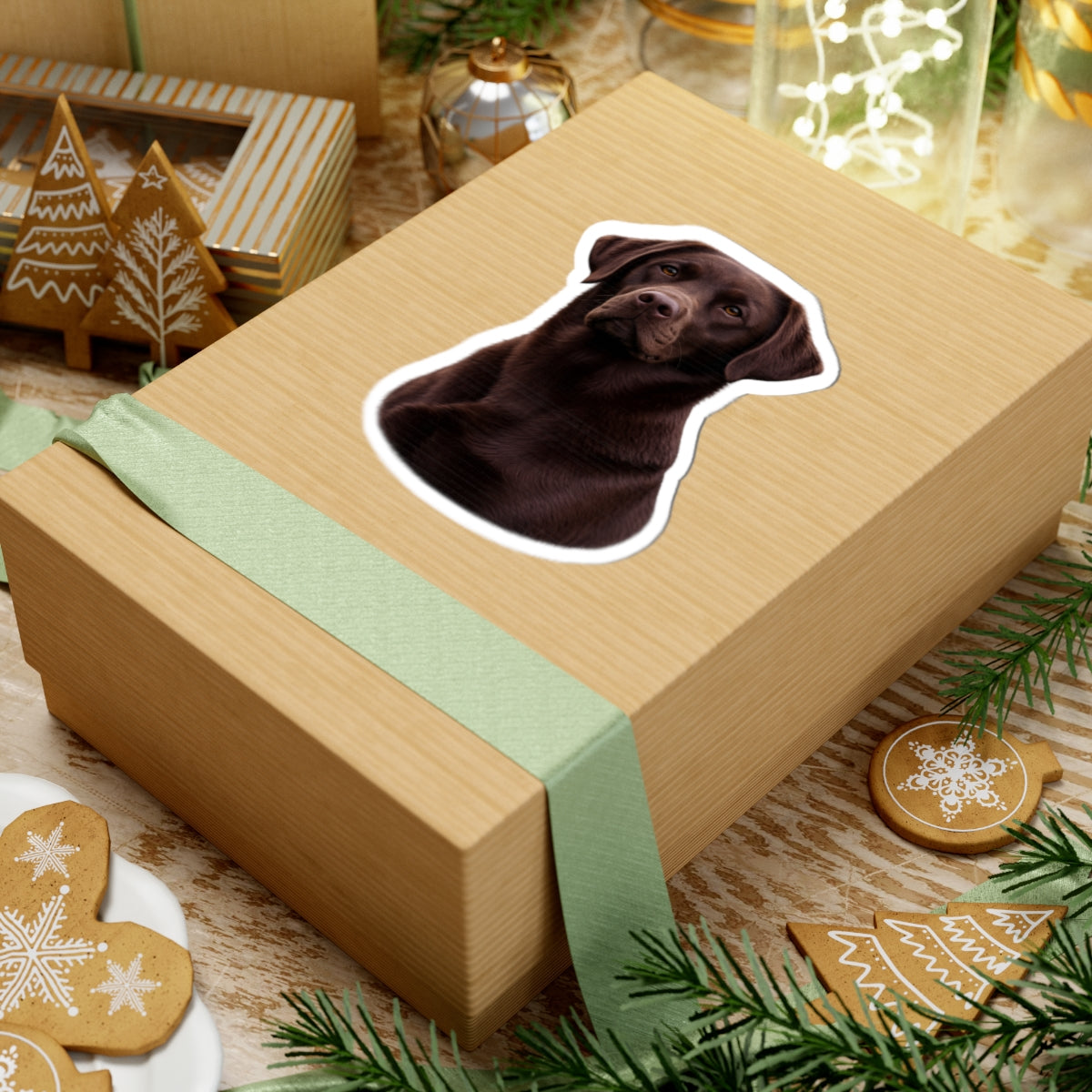 Chocolate Labrador Portrait Sticker | Kiss-Cut Sticker