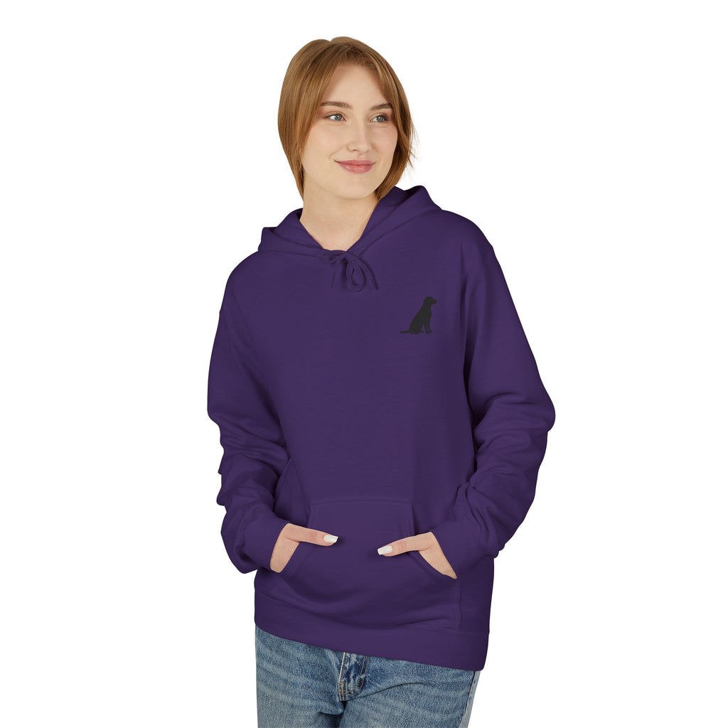 Sitting Labrador Dog Hoodie | Minimal Small Dog Silhouette, White Pullover