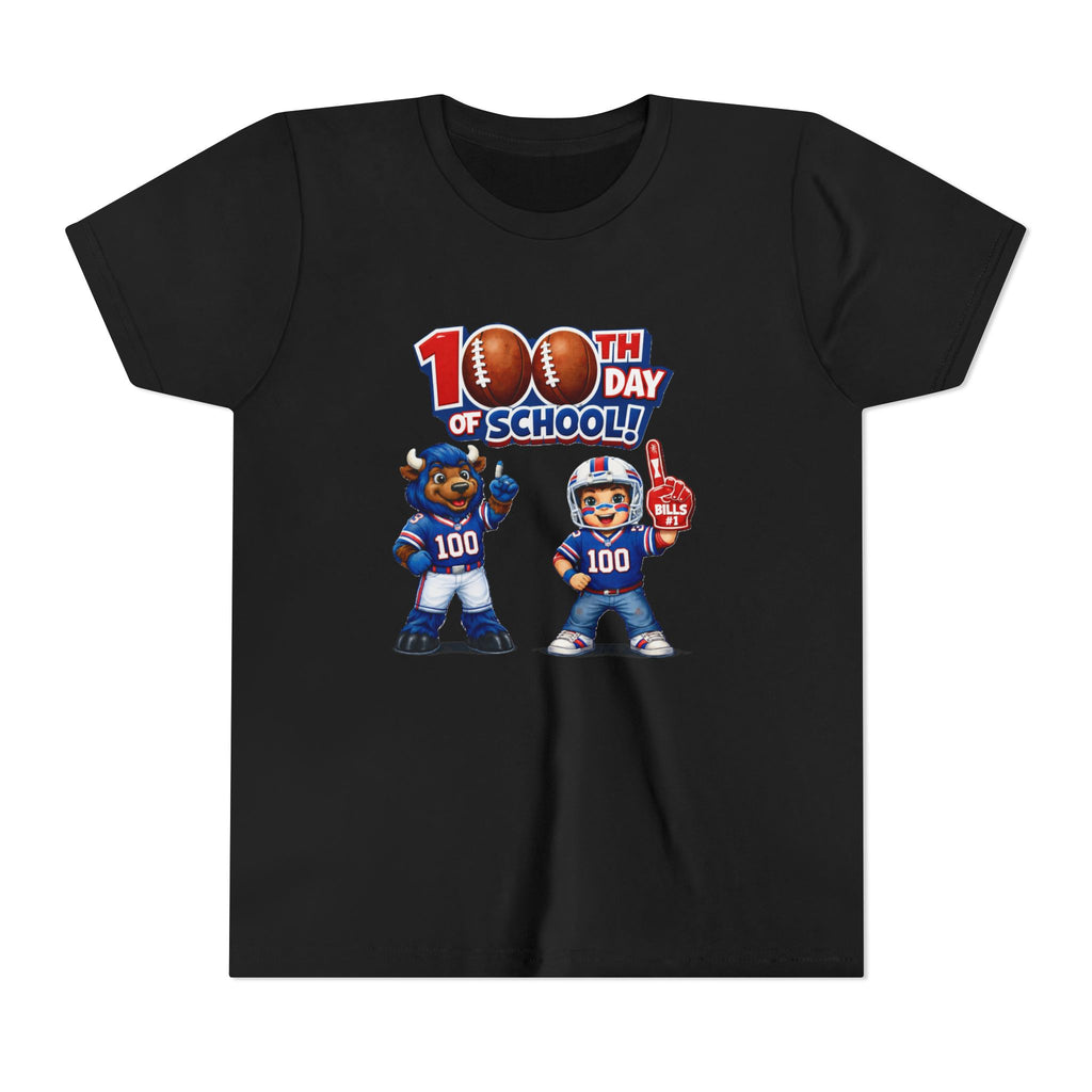 Buffalo 100th Day of School Kids Tee | Football Mascot 100 Design