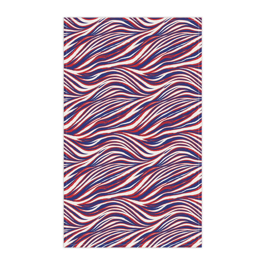 Buffalo Red White Blue Pattern Tea Towel | Striped Kitchen Towel