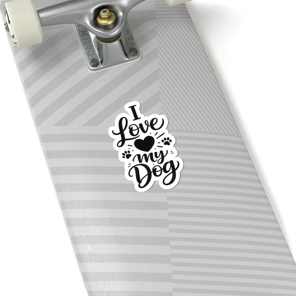 I Love My Dog Kiss-Cut Sticker | Paw Print Heart Decal