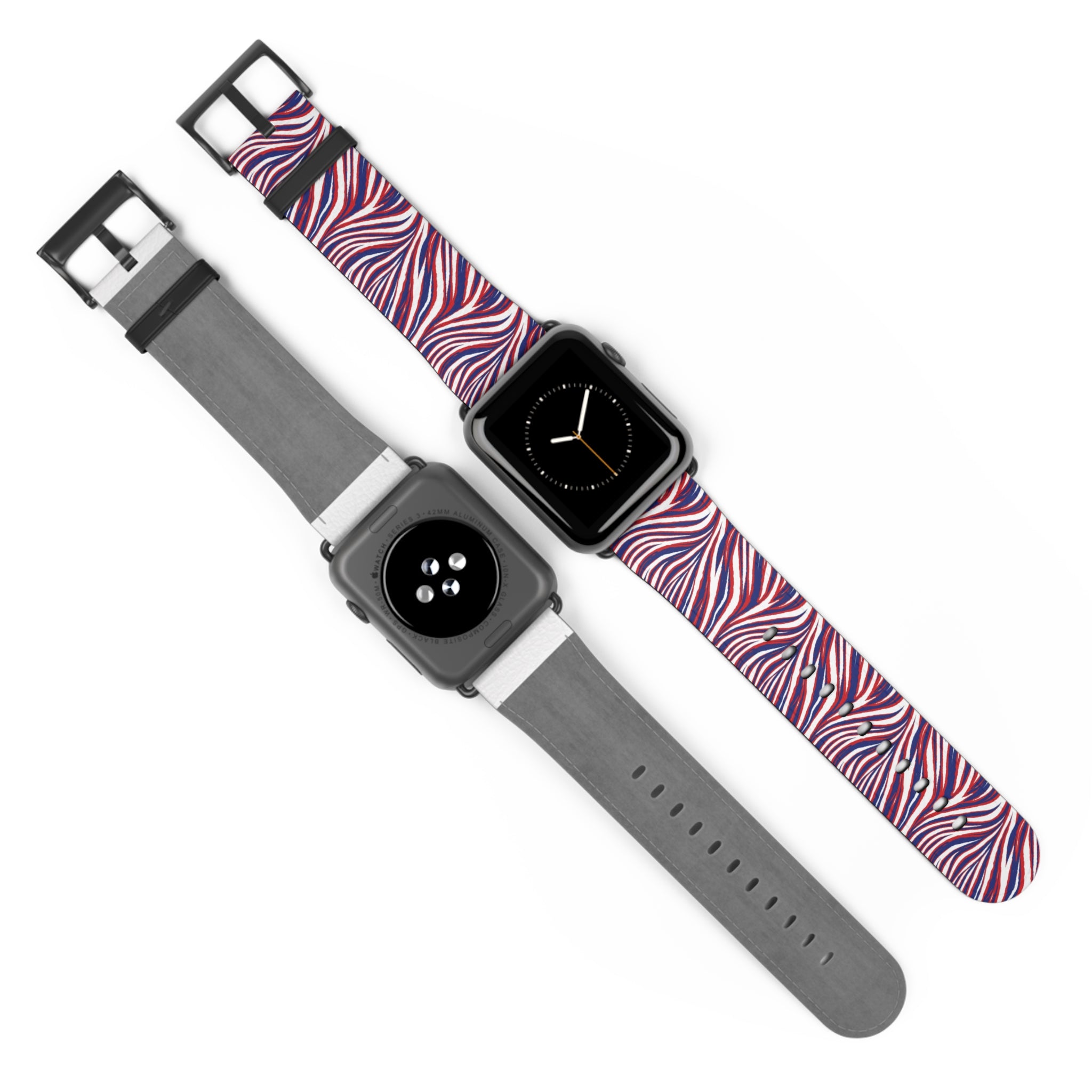 Wavy Red White Blue Pattern Watch Band — Abstract Striped Apple Watch Strap