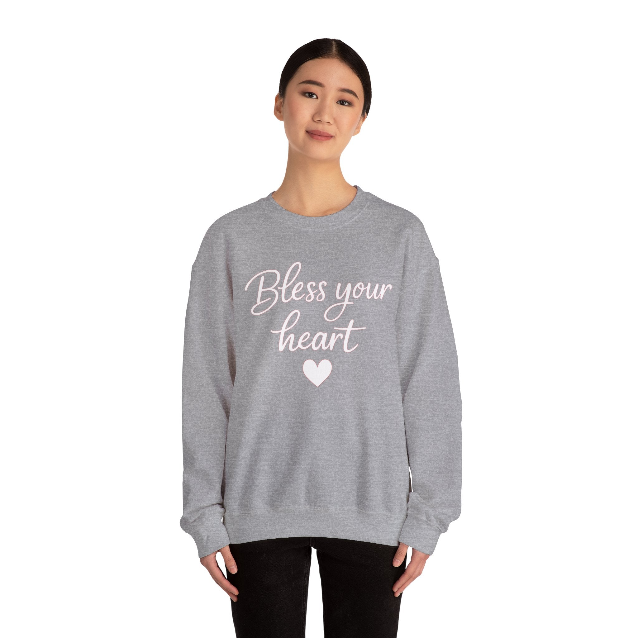 Bless Your Heart crewneck sweatshirt | Script text with heart design