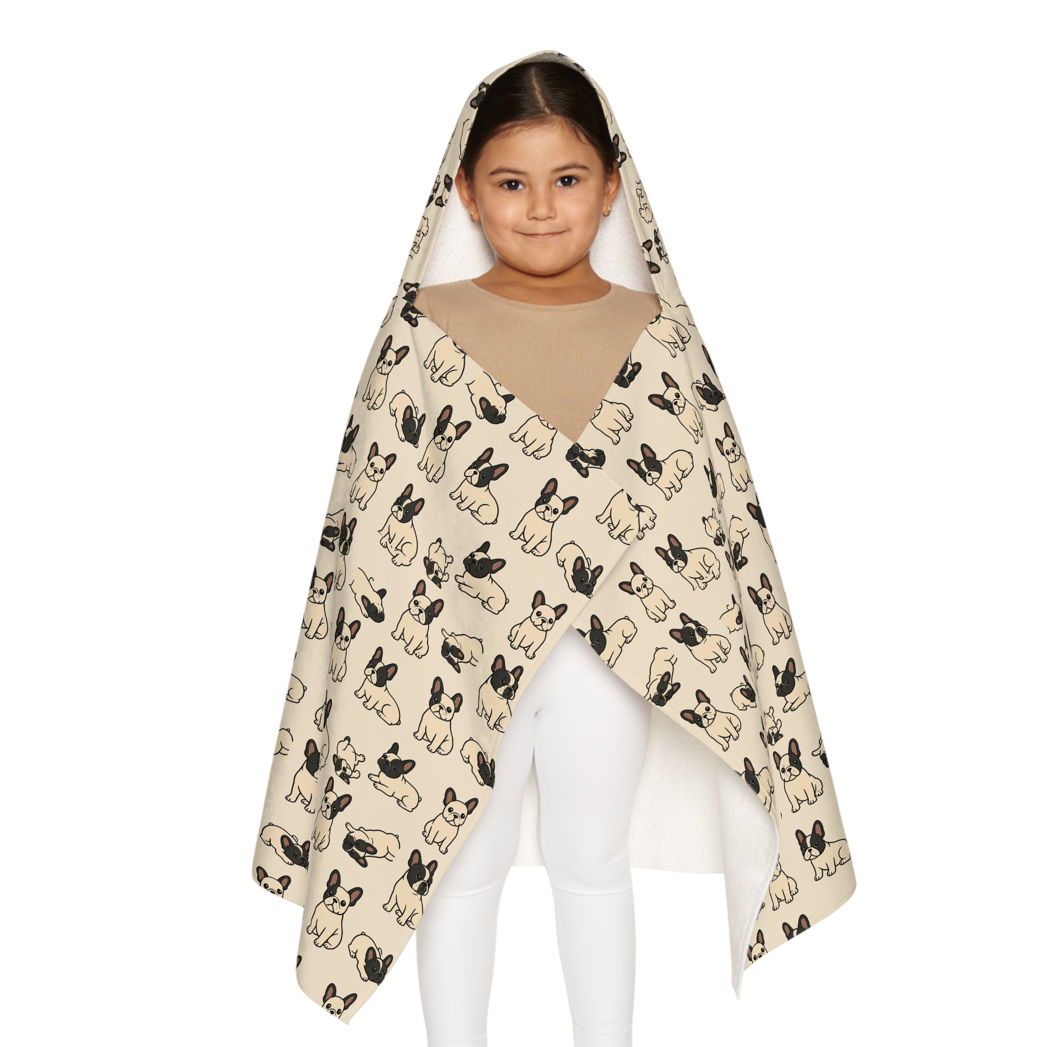 French Bulldog Pattern Youth Hooded Towel | Cute Dog Towel