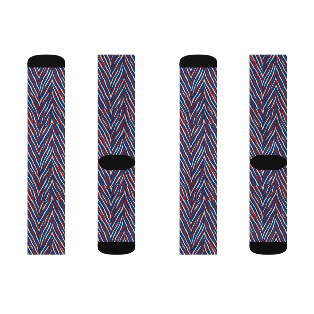 Red White Blue Chevron Pattern Socks | Sublimation Socks