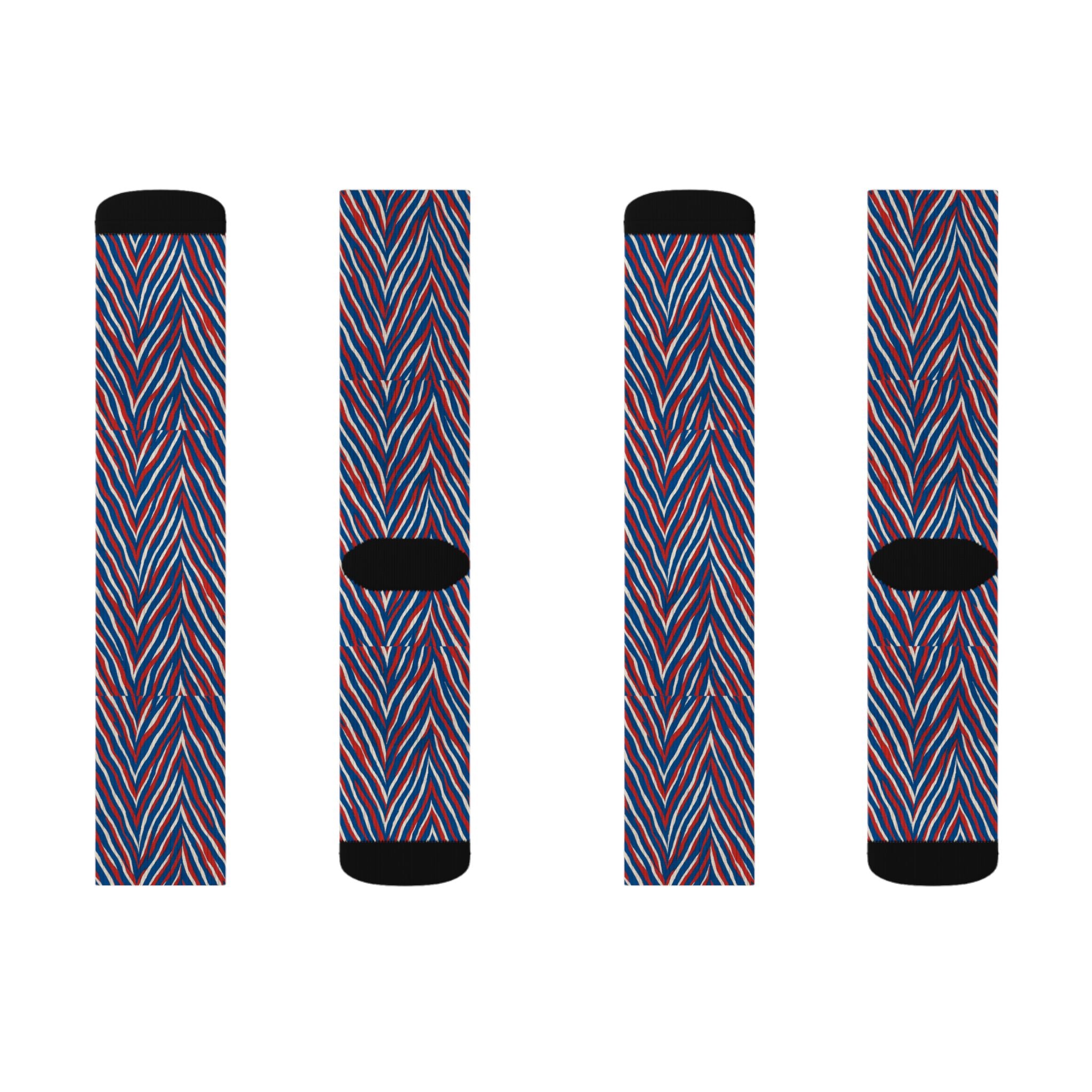 Red White Blue Chevron Pattern Socks | Sublimation Socks