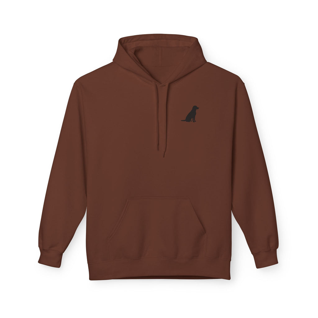Sitting Labrador Dog Hoodie | Minimal Small Dog Silhouette, White Pullover