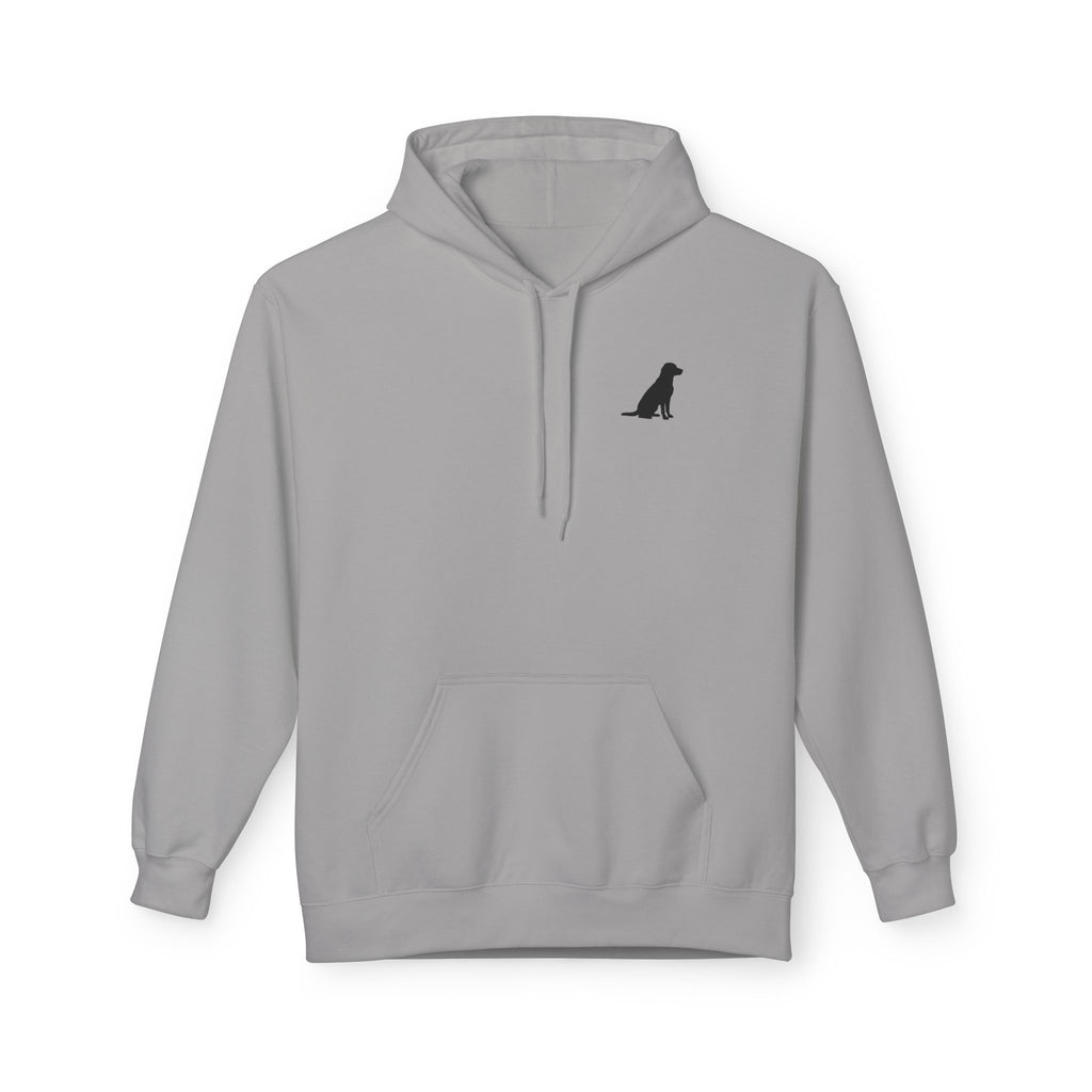 Sitting Labrador Dog Hoodie | Minimal Small Dog Silhouette, White Pullover