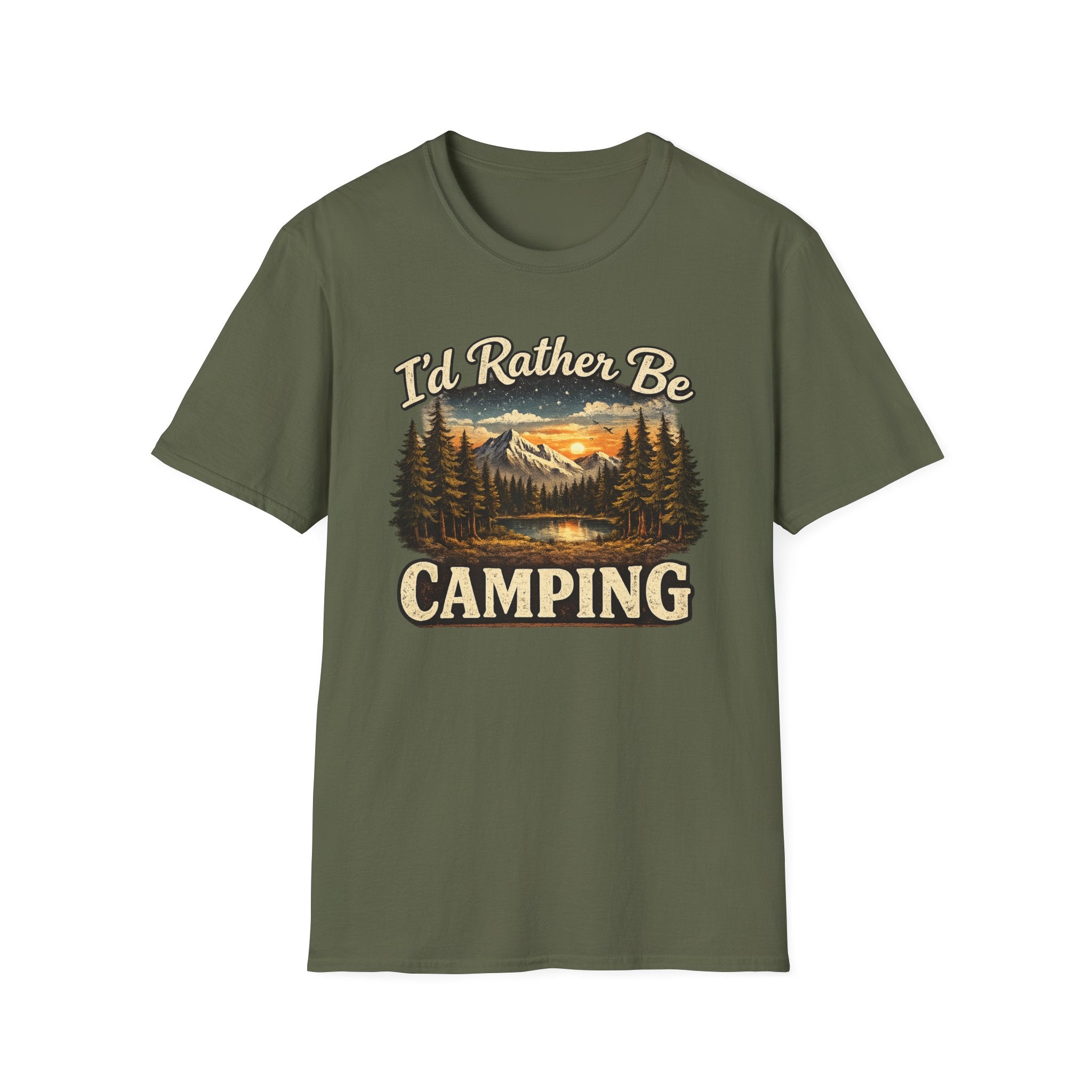 I'd Rather Be Camping T-Shirt | Mountain Forest Sunset Camping Shirt