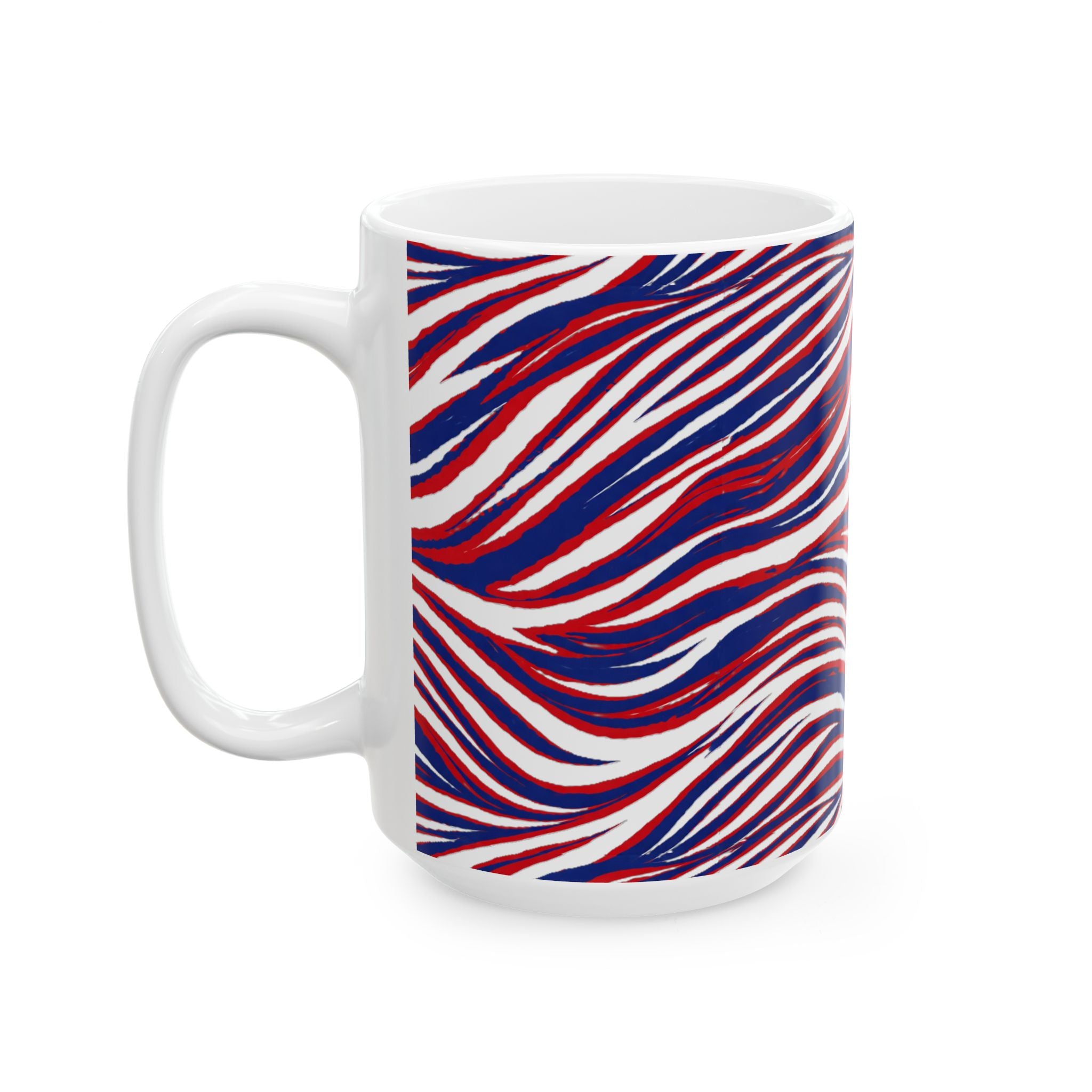 Buffalo Red White Blue Abstract Wave Mug | Ceramic Coffee Mug