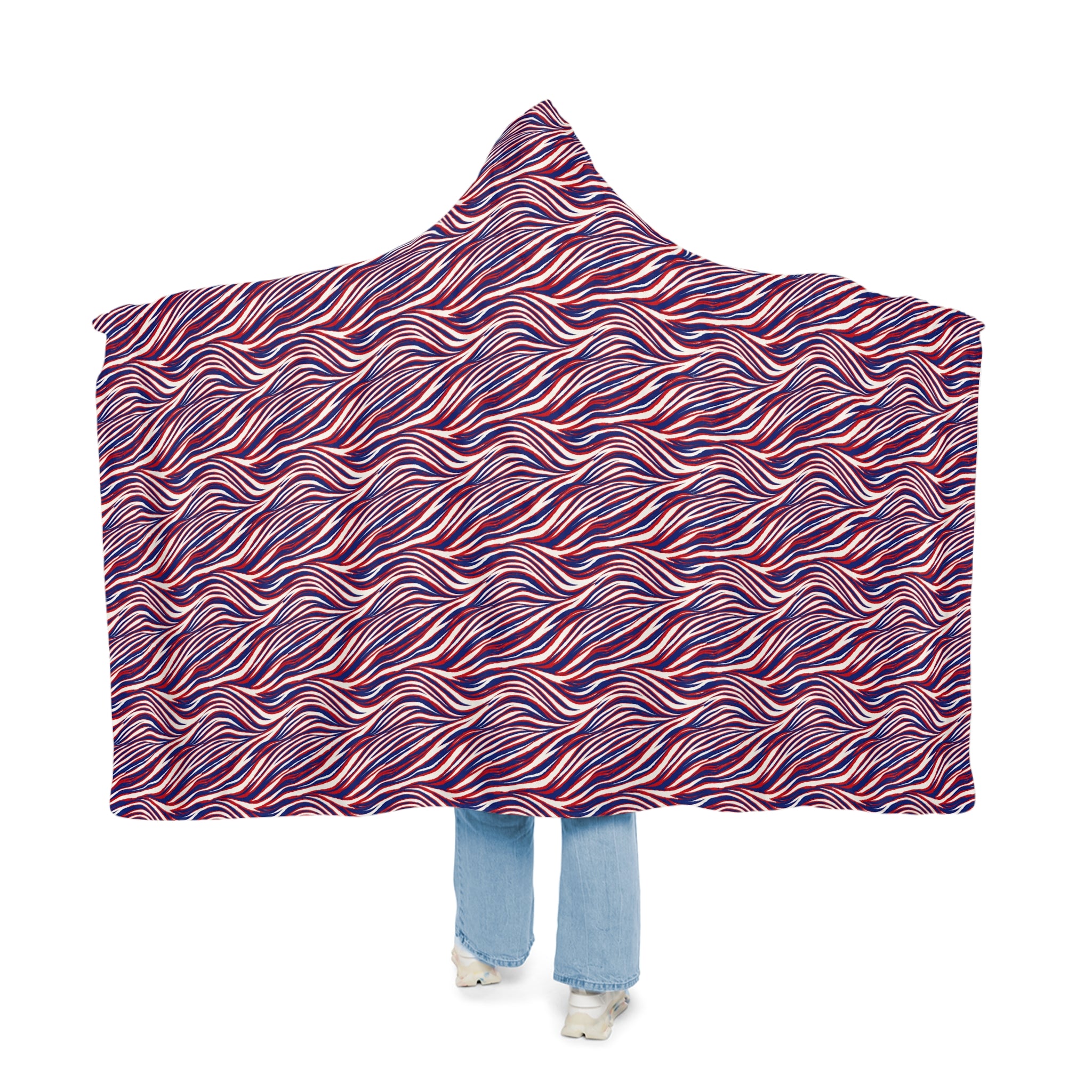 red, white and royal blue Pattern Snuggle Blanket | Hooded Cozy Throw