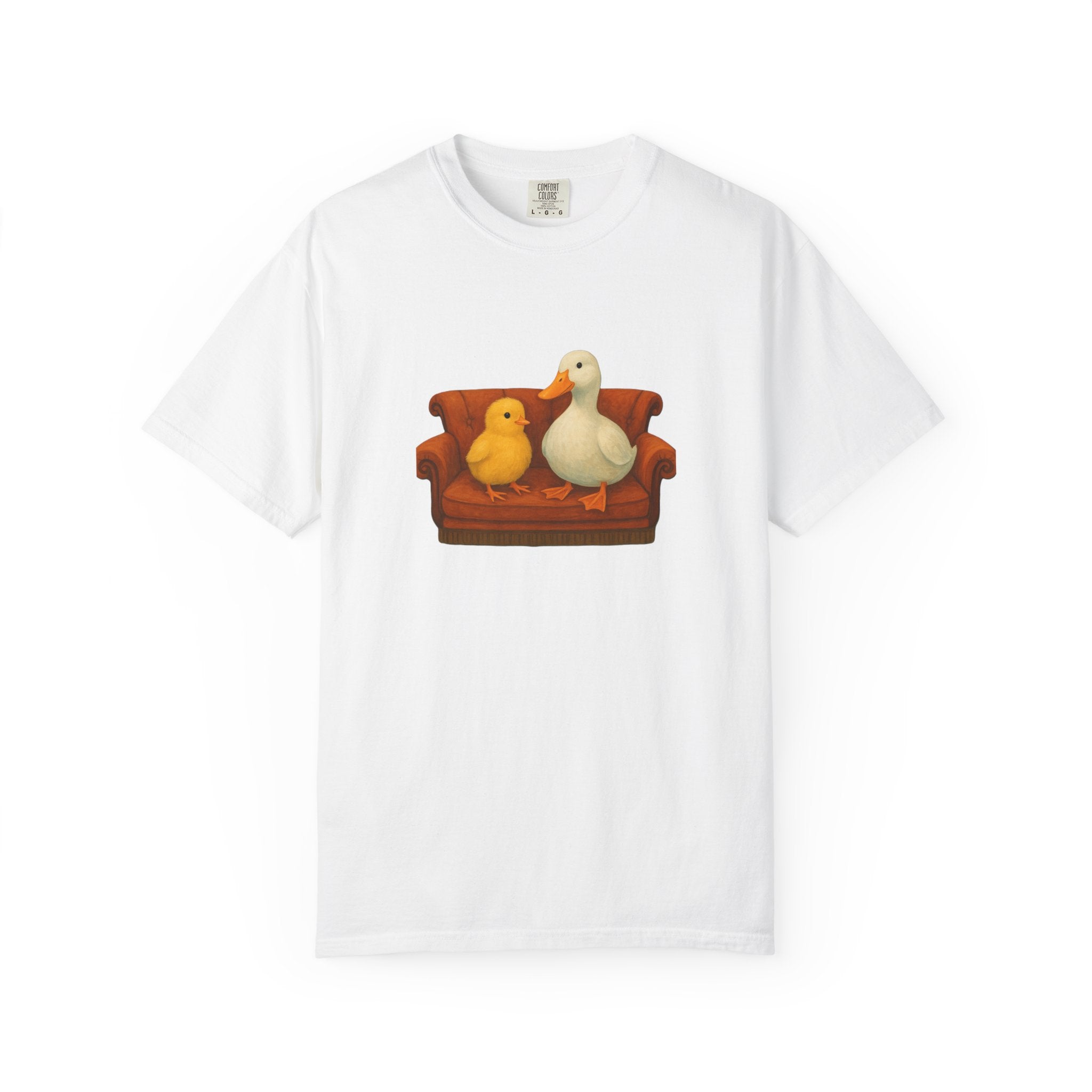 Duck and Chick on Couch T-Shirt | Cute Animal Illustration
