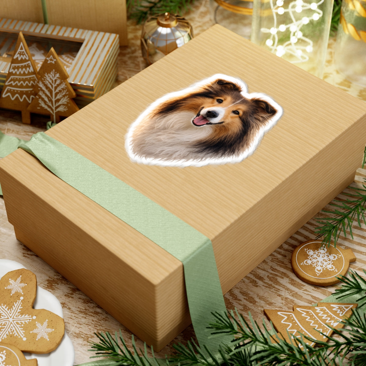 Collie Dog Face Sticker | Kiss-Cut Sticker, Collie Portrait Decal