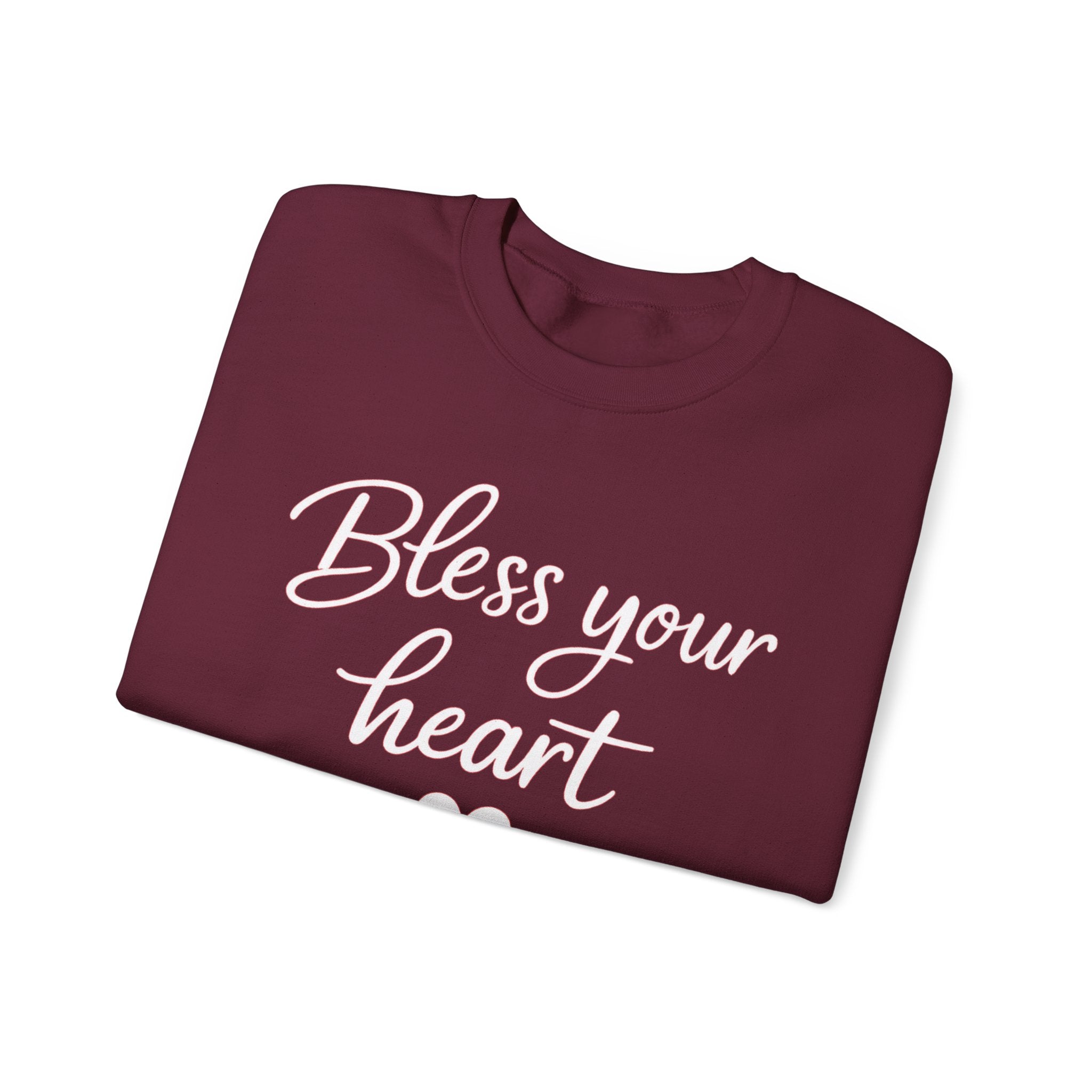 Bless Your Heart crewneck sweatshirt | Script text with heart design
