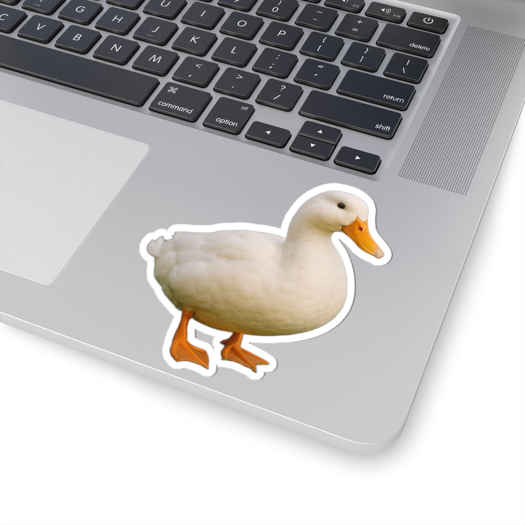 White Duck Kiss-Cut Sticker | Cute Duck Laptop Decal, Farm Animal Vinyl