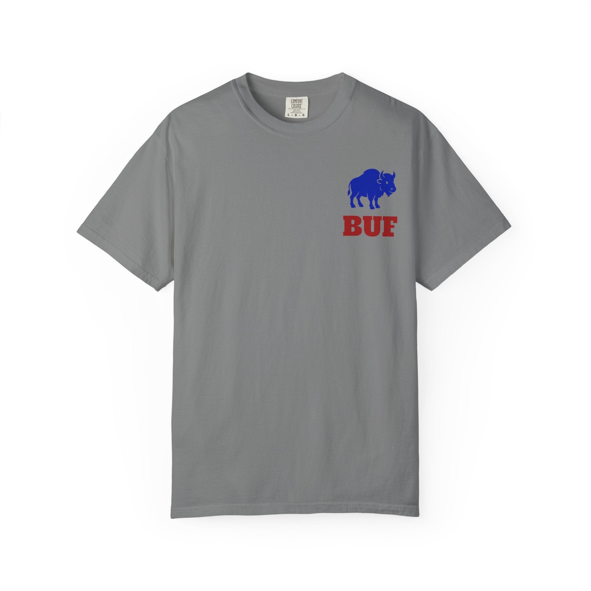 Buffalo Logo BUF, T-Shirt | Blue Buffalo Silhouette with Red Text