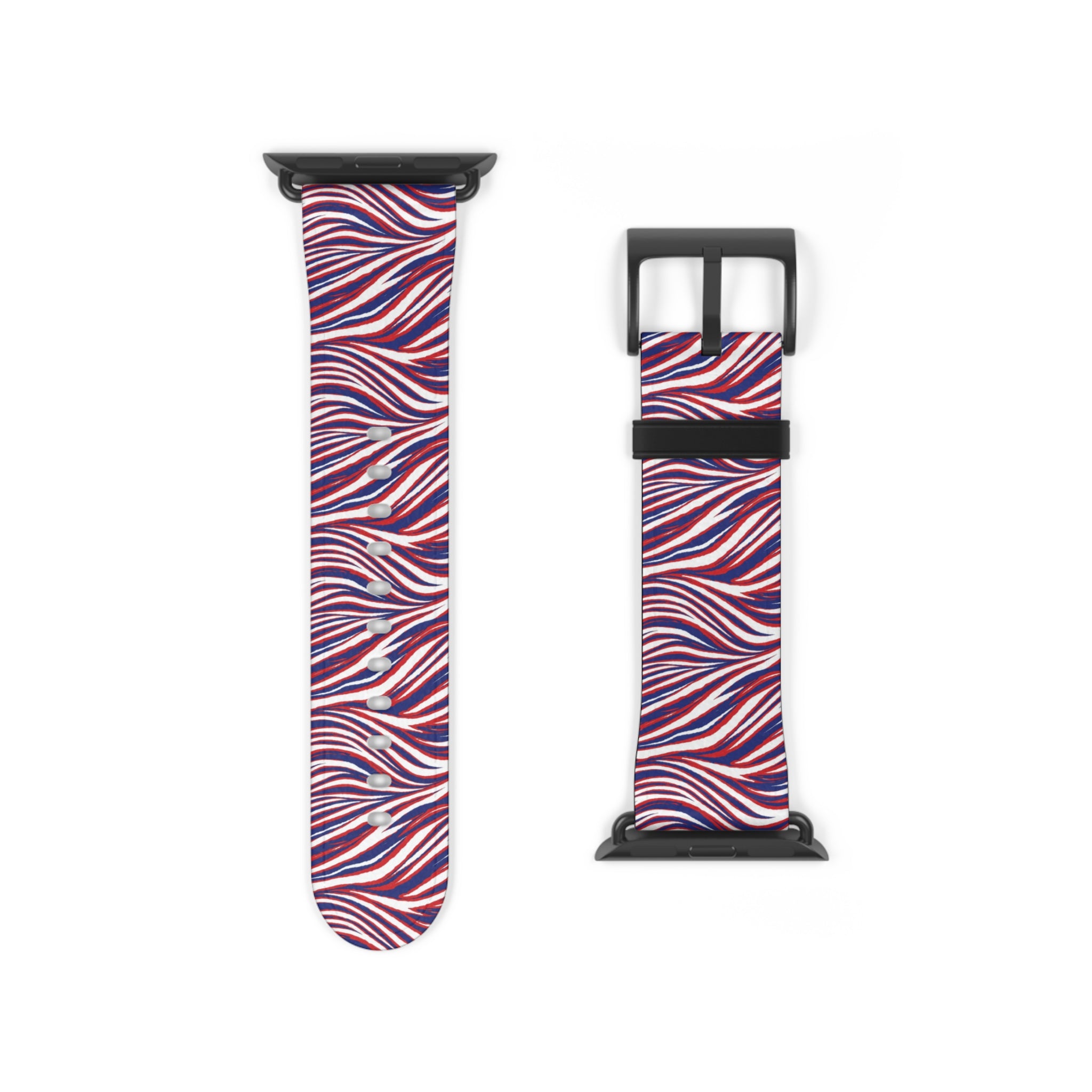 Wavy Red White Blue Pattern Watch Band — Abstract Striped Apple Watch Strap