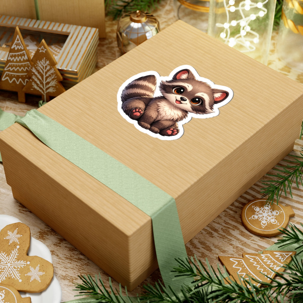 Cute Baby Raccoon Kiss-Cut Sticker | Cute Animal Vinyl Sticker