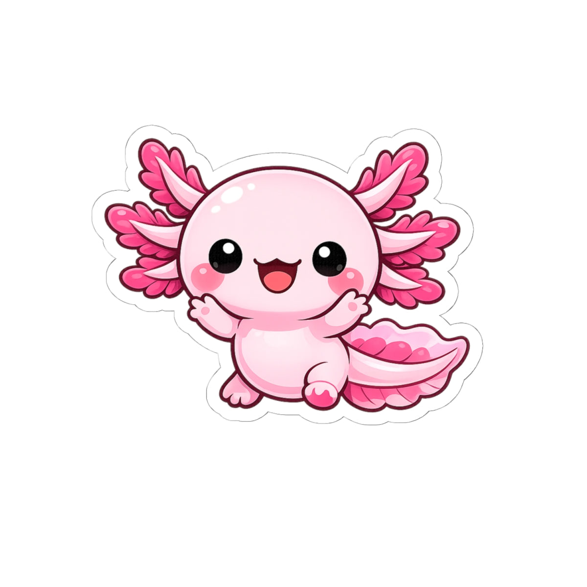 Cute Pink Axolotl Sticker | Kiss-Cut Sticker